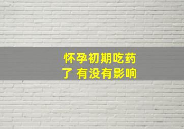 怀孕初期吃药了 有没有影响